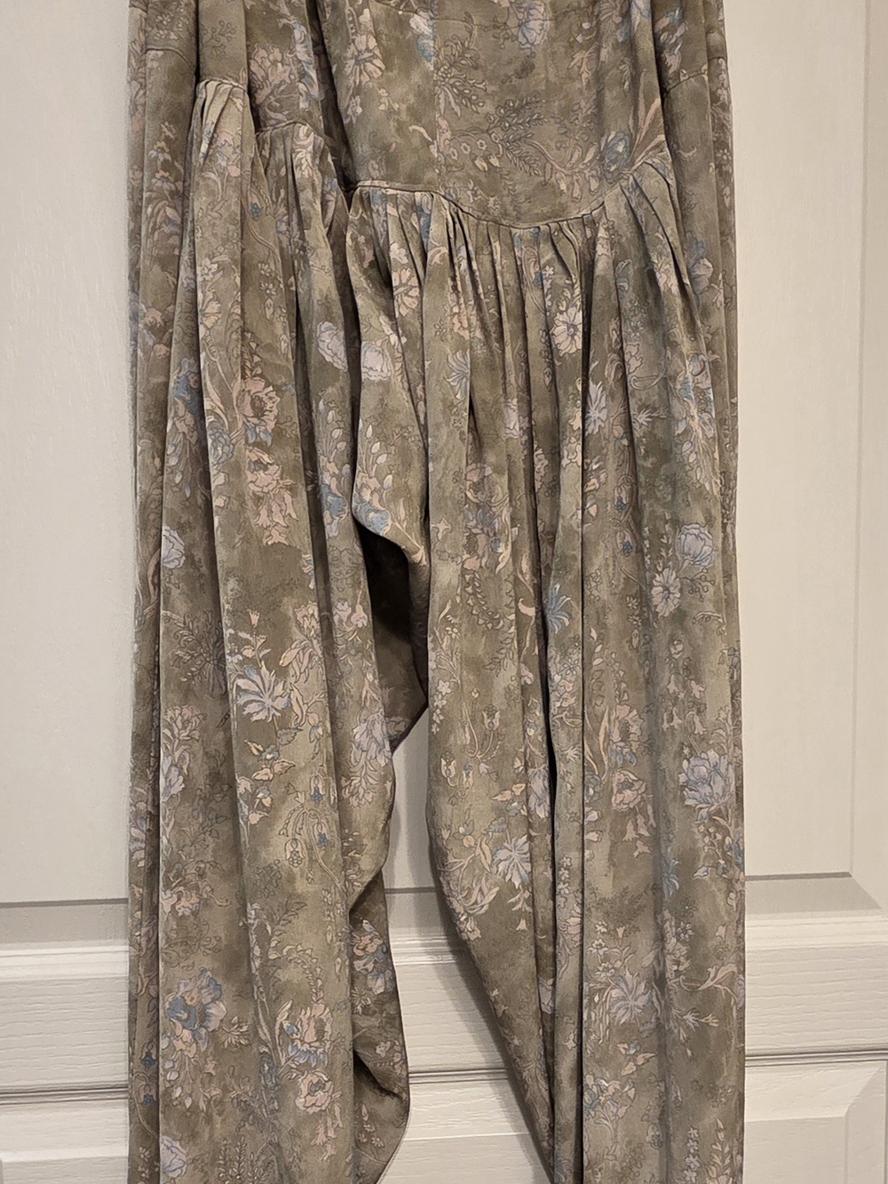 Floral Olive Green Soft Draped Handmade Harem Pants